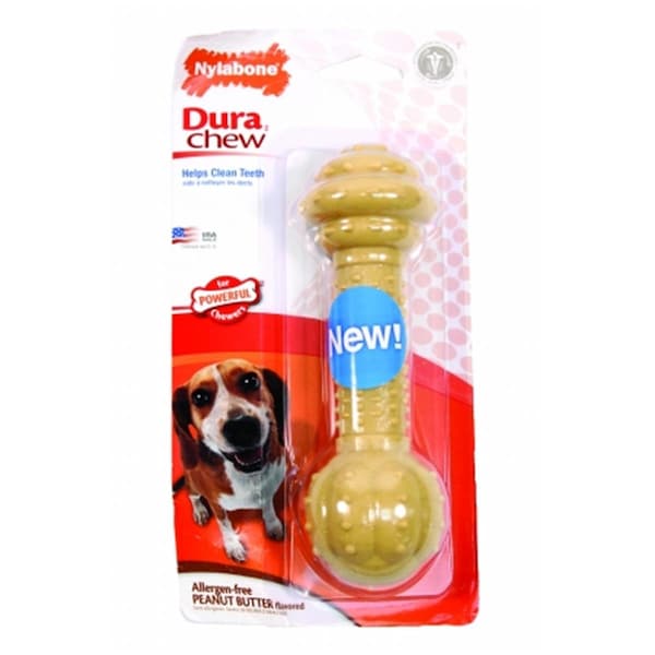Nylabone Dura Chew Barbell Dog Chew Wolf Peanut Butter NBC903P - NY38300
