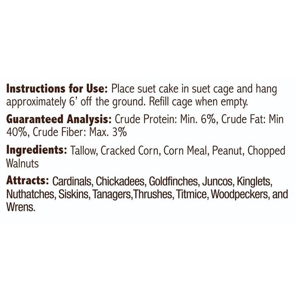 Heath Wild Bird Seed, Crafted Suet, Cake, 11.75 oz, Pack, 12PK - DDC6-12