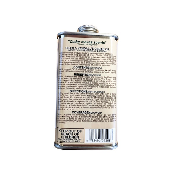 Giles & Kendall Giles & Kendall Low Luster Clear Oil-Based Cedar Oil 8 oz - OIL 12-8
