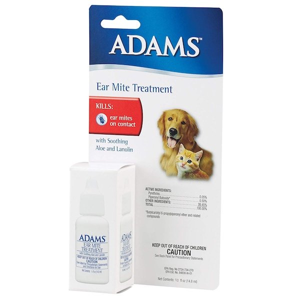 Adams Mfg Ear Mite Treatment, Flea/Tick, 5oz. - 100503561
