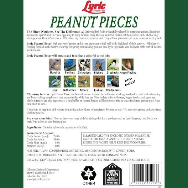 Lyric Lyric Chickadee and Nuthatch Peanut Pieces Wild Bird Food 5 lb - 26-47429