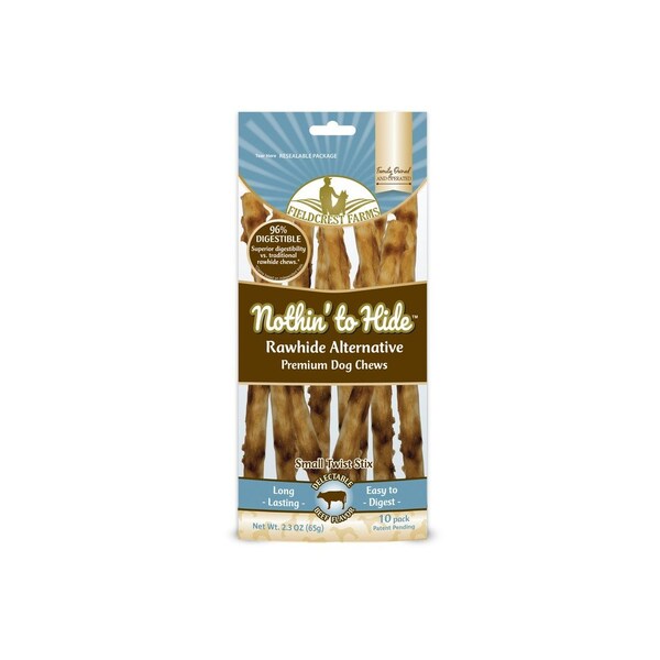 Fieldcrest Farms Nothin' to Hide Twist Stix Dog Chew Treats, Beef, 10PK - 154