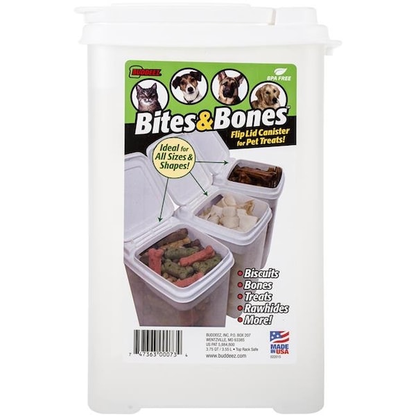 Buddeez Buddeez B00073 3.5 qt. Bites & Bones Treat Canister - B00073