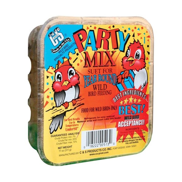 C&S Products C&S Products Party Mix Assorted Species Beef Suet Wild Bird Food 11 oz - 12513