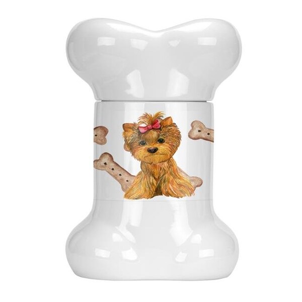 Carolines Treasures Carolines Treasures CK2374BSTJ Yorkie Puppy Bone Shaped Treat Jar - CK2374BSTJ