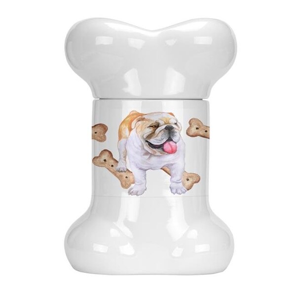 Carolines Treasures Carolines Treasures CK2219BSTJ English Bulldog Bone Shaped Treat Jar - CK2219BSTJ