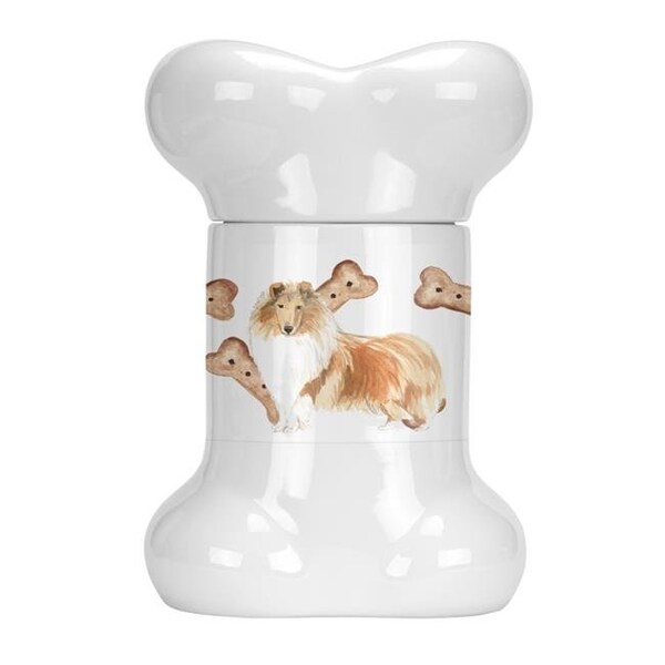Carolines Treasures Carolines Treasures CK2327BSTJ Collie Bone Shaped Treat Jar - CK2327BSTJ