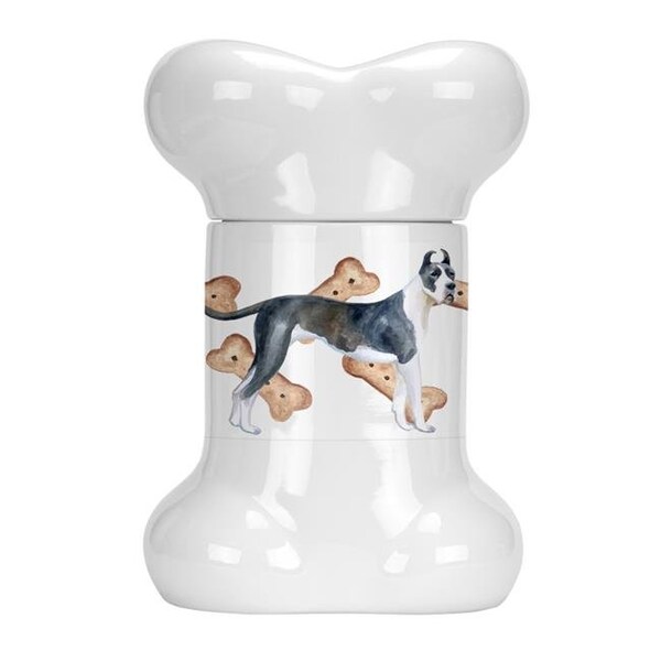 Carolines Treasures Carolines Treasures CK2223BSTJ Harlequin Great Dane Bone Shaped Treat Jar - CK2223BSTJ