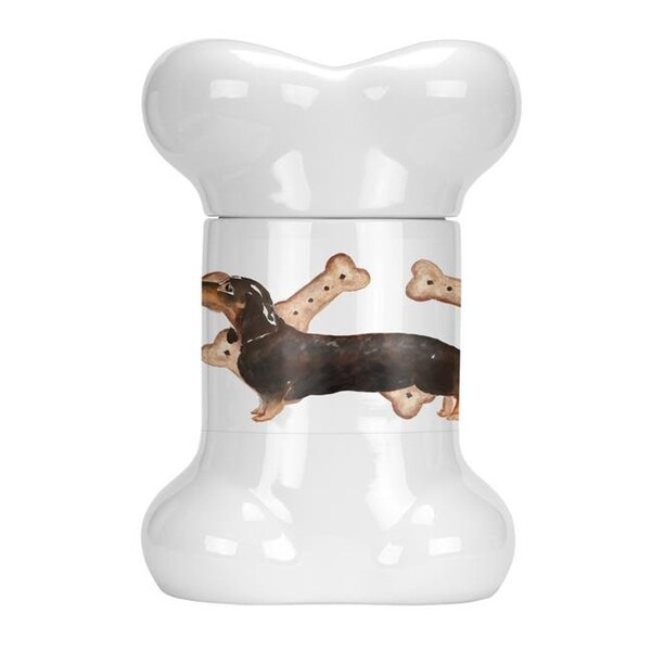 Carolines Treasures Carolines Treasures CK2342BSTJ Black & Tan Dachshund Bone Shaped Treat Jar - CK2342BSTJ