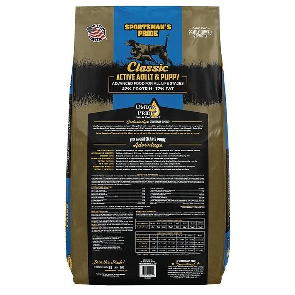 Sportsmans Pride Classic Dog Food, Adult, Puppy Breed, Dry, 40 lb Bag - 10321