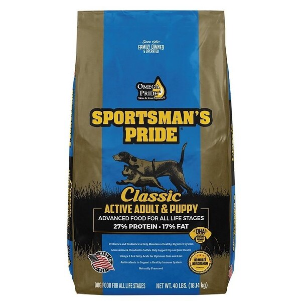Sportsmans Pride Classic Dog Food, Adult, Puppy Breed, Dry, 40 lb Bag - 10321