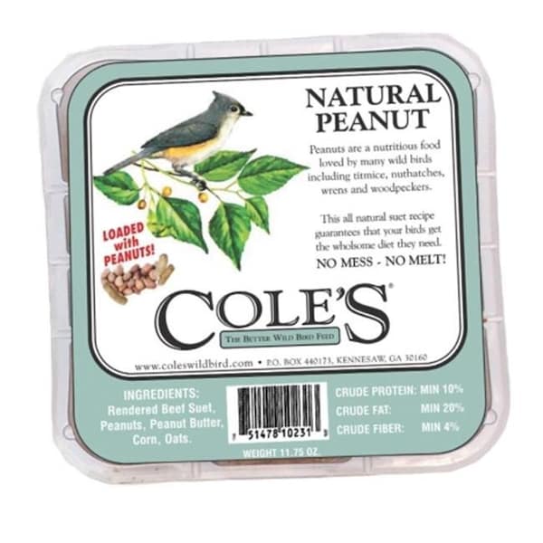 Coles Wild Bird Products Co Coles Wild Bird Products Co COLESGCNPSU Natural Peanut Suet Cake - COLESGCNPSU