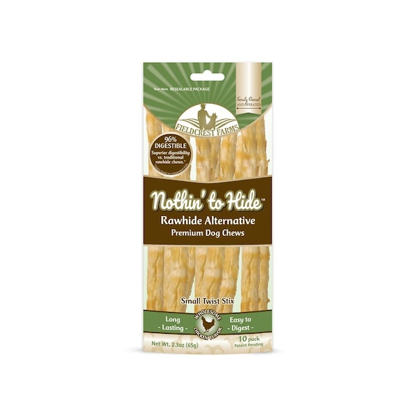 Fieldcrest Farms Nothin' to Hide Twist Stix Dog Chew Treats, Chicken, 10PK - 146