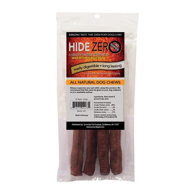 Hide Zero 6 in. Bully Flavored Rawhide Alternative Chew in Zip Lock Bag, 6PK - 813579023239