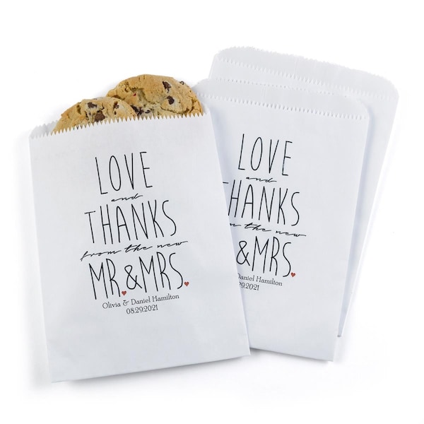 Hortense Hewitt Newlywed Treat Bags, White - Personalized - 42257P