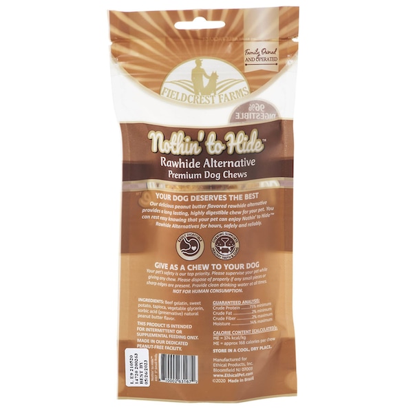 Nothin To Hide Fieldcrest Farms Nothin' to Hide Peanut Butter Grain Free Chews For Dogs 5 in. 2 pk - 167