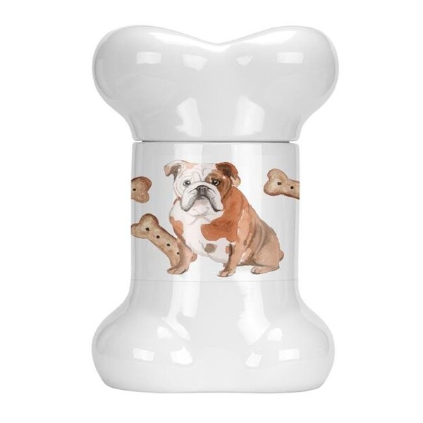 Carolines Treasures Carolines Treasures CK2352BSTJ English Bulldog Bone Shaped Treat Jar - CK2352BSTJ
