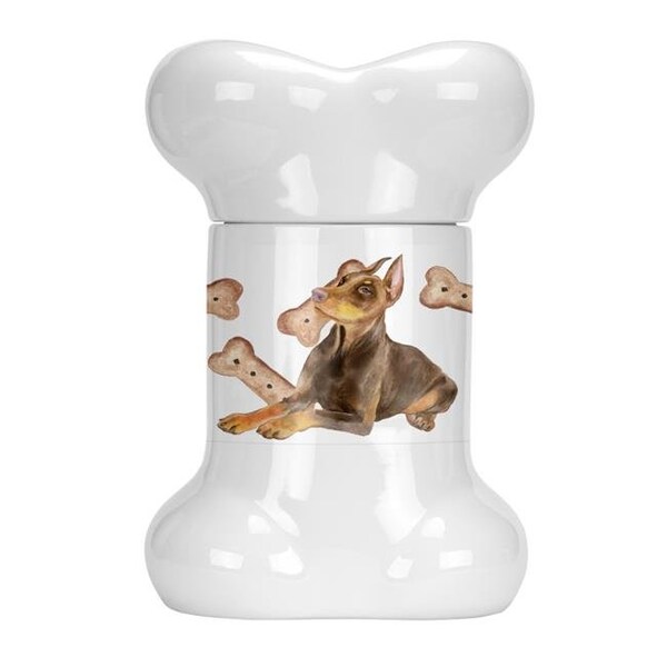 Carolines Treasures Carolines Treasures CK2289BSTJ Doberman Pinscher Bone Shaped Treat Jar - CK2289BSTJ