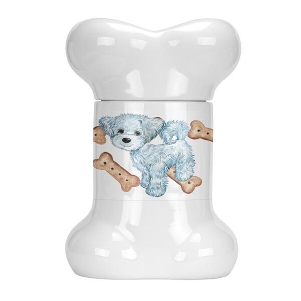 Carolines Treasures Carolines Treasures CK2381BSTJ Maltese Puppy Bone Shaped Treat Jar - CK2381BSTJ