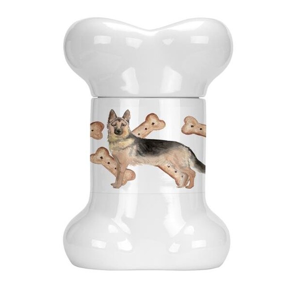 Carolines Treasures Carolines Treasures CK2354BSTJ German Shepherd Bone Shaped Treat Jar - CK2354BSTJ