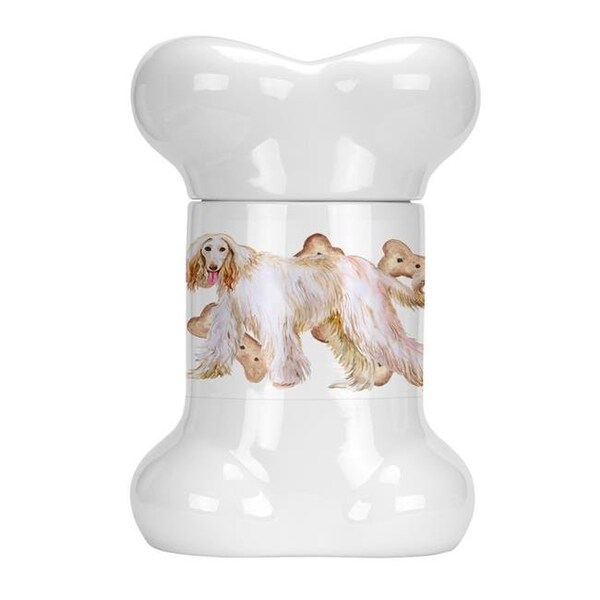 Carolines Treasures Carolines Treasures CK2282BSTJ Afghan Hound Bone Shaped Treat Jar - CK2282BSTJ