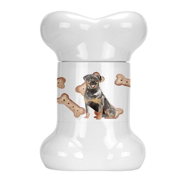 Carolines Treasures Carolines Treasures CK2326BSTJ Rottweiler Bone Shaped Treat Jar - CK2326BSTJ