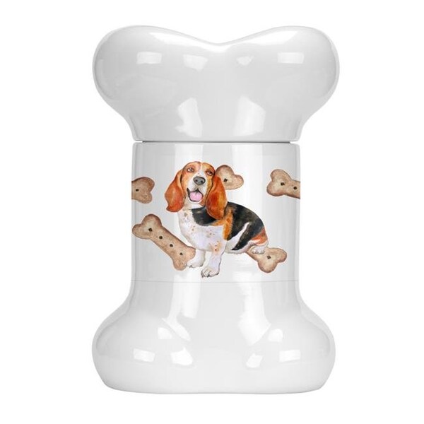 Carolines Treasures Carolines Treasures CK2284BSTJ Basset Hound Bone Shaped Treat Jar - CK2284BSTJ
