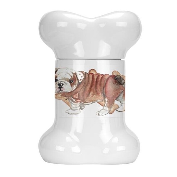 Carolines Treasures Carolines Treasures CK2368BSTJ English Bulldog Puppy Bone Shaped Treat Jar - CK2368BSTJ