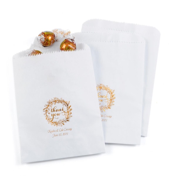 Hortense Hewitt Rustic Wreath Treat Bags, White - Personalized - 42272P