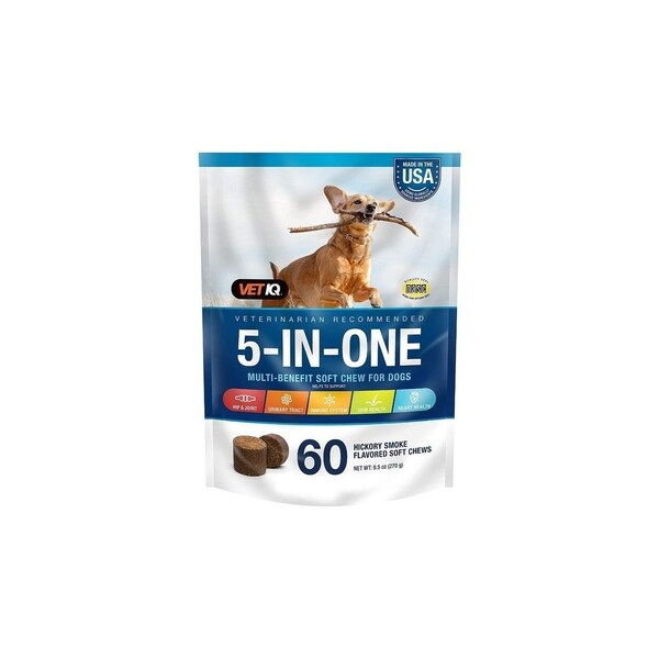 Sergeants Pet 5-In-One Multi-Benefit Dog Soft Chew Treats, 60 Count, 9.5-oz. - 145