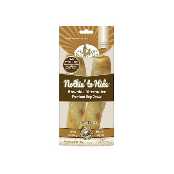 Fieldcrest Farms Nothin' to Hide Dog Chew Treat Rolls, Peanut Butter Flavor, Small 5-In Pair - 167