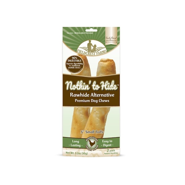 Fieldcrest Farms Nothin' to Hide Dog Chew Treat Rolls, Chicken Flavor, Small 5-In Pair - 143