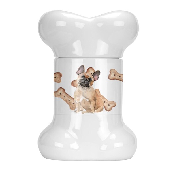 Beaugalan Fawn French Bulldog Bone Shaped Treat Jar - BE2889874