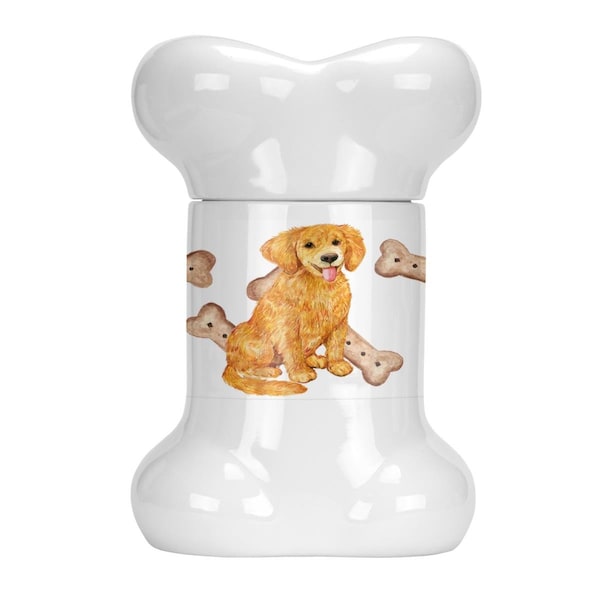 Beaugalan Golden Retriever Puppy Bone Shaped Treat Jar - BE2886491
