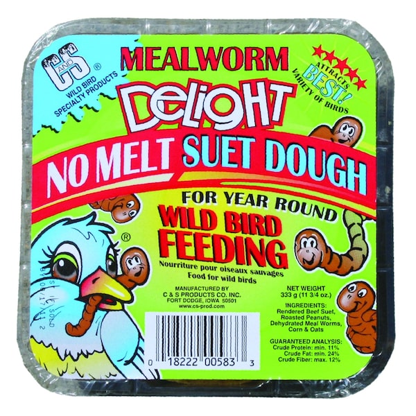 C&S Products C&S Products Mealworm Delight Assorted Species Beef Suet Wild Bird Food 11.75 oz - 12583