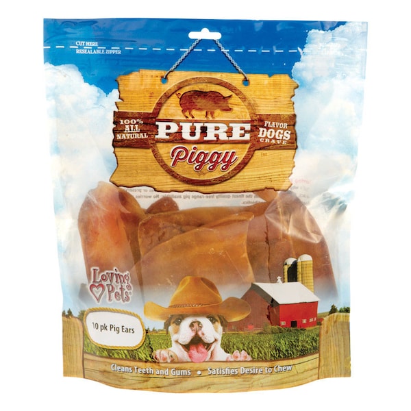Loving Pets Loving Pets American Farms Pig Ears Beef Treats For Dog 1 lb 11 in. 1 pk - 5632