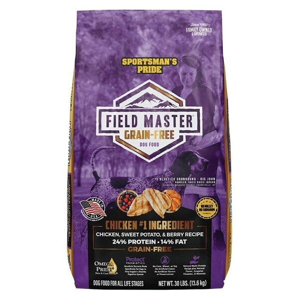Sportsmans Pride Field Master Dog Food, Small, Medium, Large Breed, Dry, Berry, Chicken, Sweet Potato, 30 lb - 10167