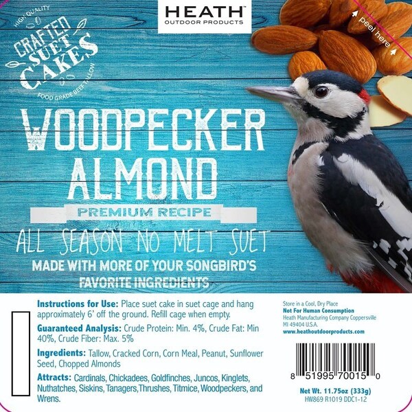 Heath Wild Bird Seed, Crafted Suet, Cake, 11.75 oz, Pack, 12PK - DDC1-12