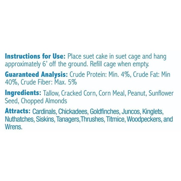 Heath Wild Bird Seed, Crafted Suet, Cake, 11.75 oz, Pack, 12PK - DDC1-12