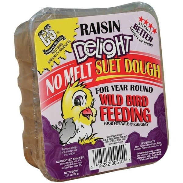 C&S Products No Melt Suet Dough Delights Bird Suet, Raisin Flavor, 1175 oz - CS12515