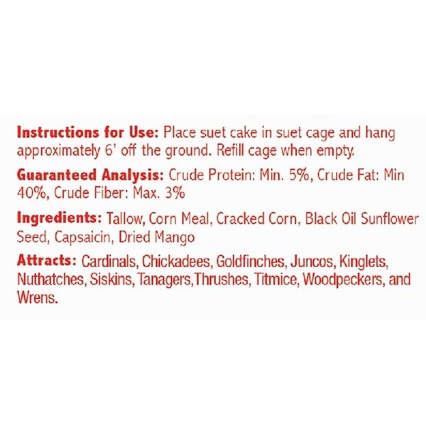 Heath Wild Bird Food, Suet Cake, Habanero Mango, 11.75 oz - DDC8-12