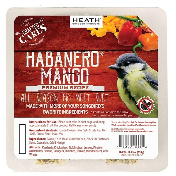 Heath Wild Bird Food, Suet Cake, Habanero Mango, 11.75 oz - DDC8-12