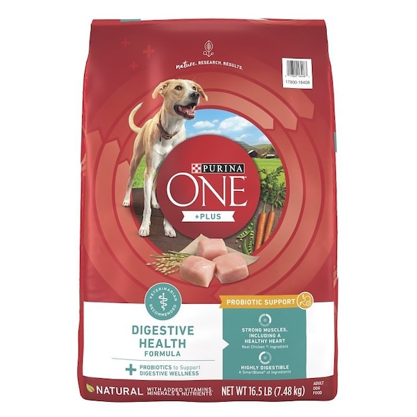 Purina One Tidy Cats ONE +Plus Dog Food, All Sizes Breed, Diced, Dried, Kibble, 16.5 lb Bag - 18408