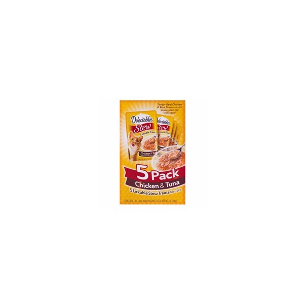 Hartz Mountain Corporaton Lickable Stew Treats for Cats, Chicken & Tuna, 1.4 oz. Each, 5PK - 15466