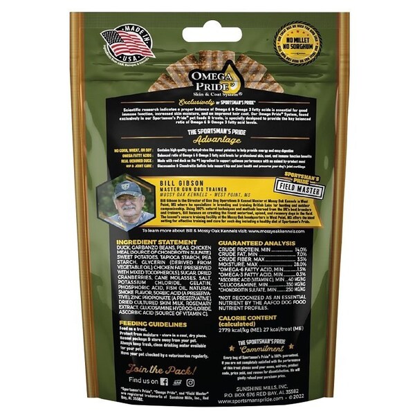 Sportsmans Pride Field Master Hip and Joint Dog Treat, Small, Medium, Large Breed, Berry, Duck, Sweet Potato - 10159