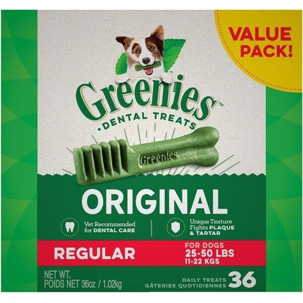 Greenies Greenies GR10104 25-50 lbs Original Dental Dog Chews 36 Treats - GR10104