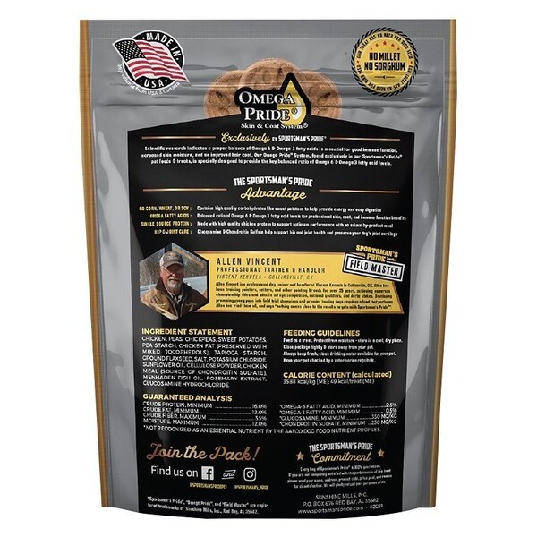 Sportsmans Pride Field Master Hip and Joint Dog Biscuit, Small, Medium, Large Breed, Chicken, Sweet Potato Bag - 10161