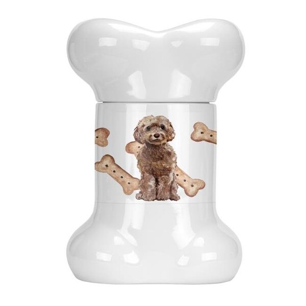 Carolines Treasures Carolines Treasures CK2345BSTJ Cockapoo Brown Bone Shaped Treat Jar - CK2345BSTJ