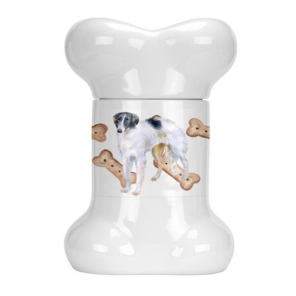Carolines Treasures Carolines Treasures CK2252BSTJ Borzoi Bone Shaped Treat Jar - CK2252BSTJ