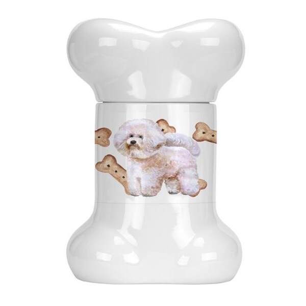 Carolines Treasures Carolines Treasures CK2285BSTJ Bichon Frise No.2 Bone Shaped Treat Jar - CK2285BSTJ